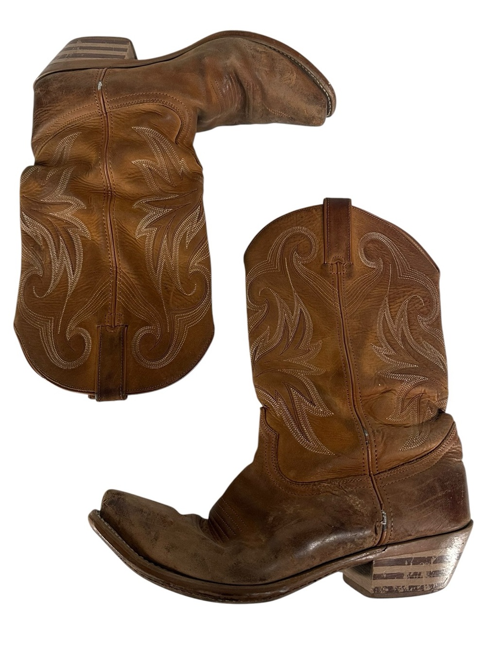 DURANGO / Brown Leather Western Cowgirl Boots / Size 9.5 / Retro Festival
